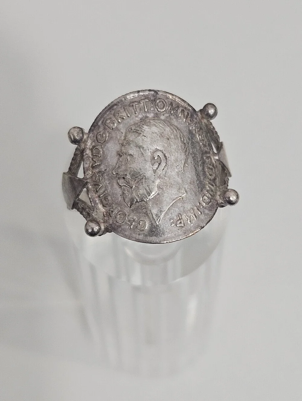 Vintage 1911 George V British Threepence Sterling Silver Coin Ring Size 9.75 US